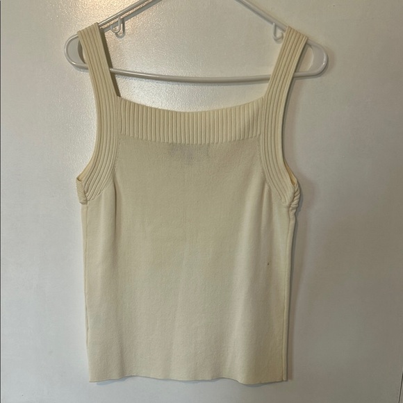 Cream Ribbed Knit Tank Top - Picture 3 of 4